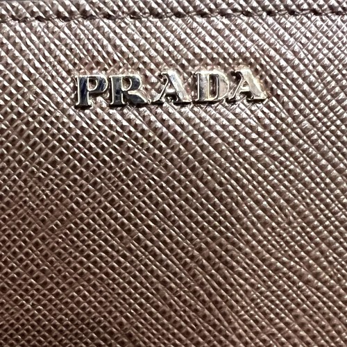 Prada Saffiano Zip Around Wallet Coffee/Baltic Blue 