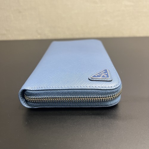 Prada Saffiano Zip Around Wallet Blue