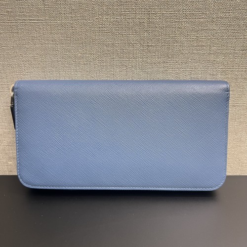 Prada Saffiano Zip Around Wallet Blue