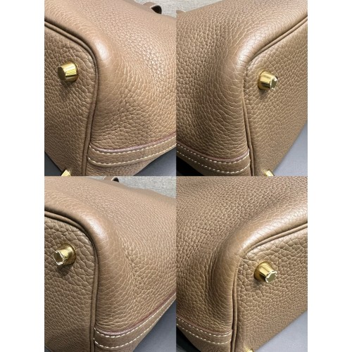 Hermes Picotin 18 Taurillon Clemence  Etoupe Stamp D