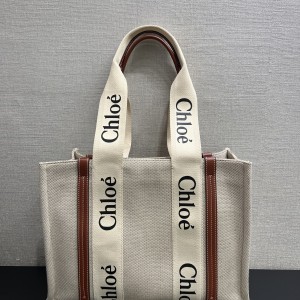Chloe Woody Medium Tote Bag in Linen