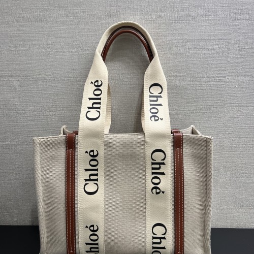 Chloe Woody Medium Tote Bag in Linen
