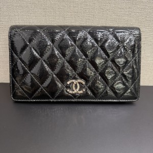 Chanel Quilted Patent Leather Flap Long Wallet 