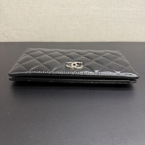 Chanel Quilted Patent Leather Flap Long Wallet 