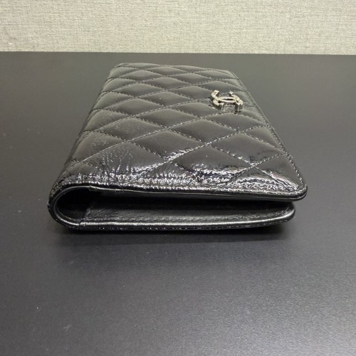 Chanel Quilted Patent Leather Flap Long Wallet 