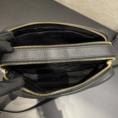 Prada Vitello Phenix Double Zip Black Camera Bag