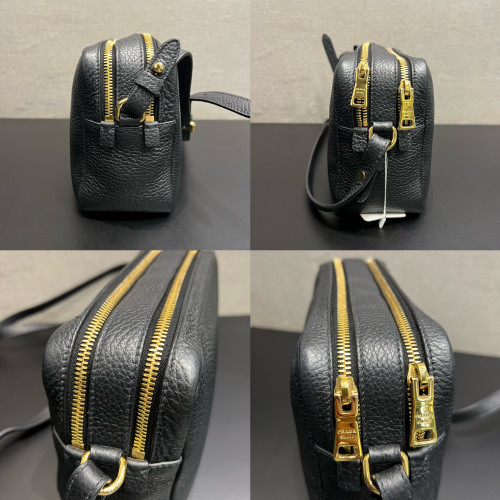 Prada Vitello Phenix Double Zip Black Camera Bag