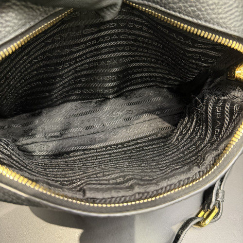 Prada Vitello Phenix Double Zip Black Camera Bag