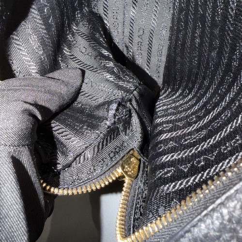 Prada Vitello Phenix Double Zip Black Camera Bag
