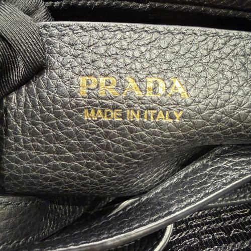 Prada Vitello Phenix Double Zip Black Camera Bag