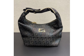  Fendi Zucca Hobo Shoulder Bag Black