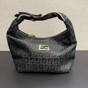 Fendi Zucca Hobo Shoulder Bag Black