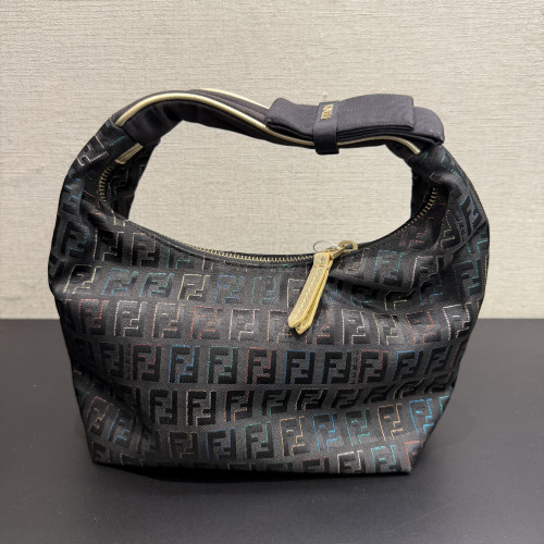  Fendi Zucca Hobo Shoulder Bag Black