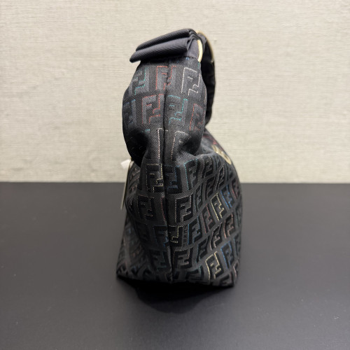  Fendi Zucca Hobo Shoulder Bag Black