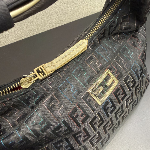  Fendi Zucca Hobo Shoulder Bag Black