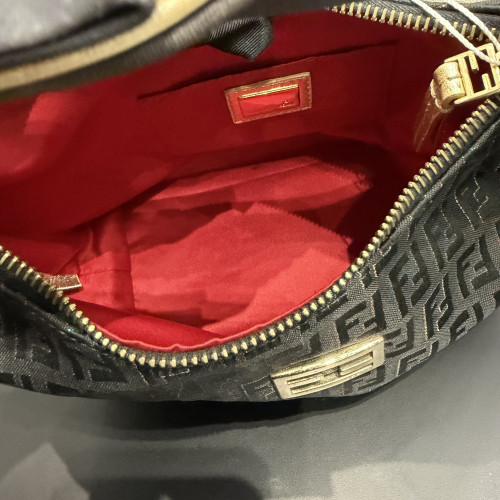  Fendi Zucca Hobo Shoulder Bag Black