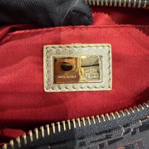  Fendi Zucca Hobo Shoulder Bag Black