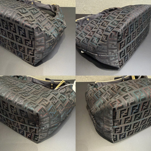  Fendi Zucca Hobo Shoulder Bag Black