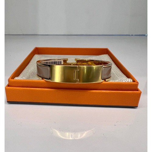 Hermes Clic H Bracelet Maroon Glacé, Gold Tone Hardware