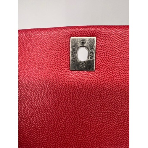 Chanel Small Coco Top Handle Caviar Red, Ruthenium Hardware