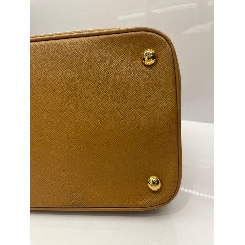 Prada Saffiano Lux Top Handle Bag in Caramel