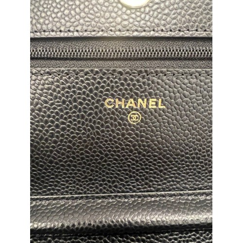 Chanel Wallet on Chain Caviar Leather, Gold Tone Hardware