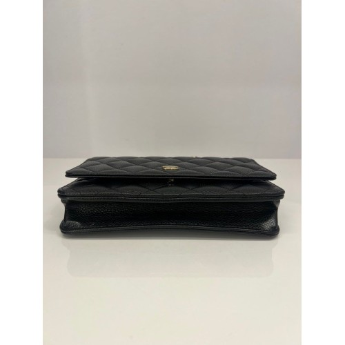 Chanel Wallet on Chain Caviar Leather, Gold Tone Hardware
