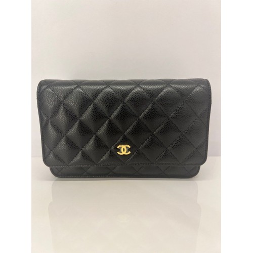 Chanel Wallet on Chain Caviar Leather, Gold Tone Hardware