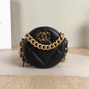 Preloved Chanel 19 Round Clutch with Chain-DS60902007-DV