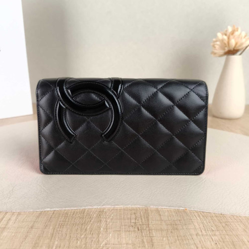 Preloved Chanel Coin Purse Cambon wallet in Black Leather-DS60910647-DV