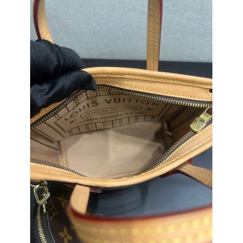 Louis Vuitton Neverfull BB Monogram Beige Microchip, Gold Tone Hardware