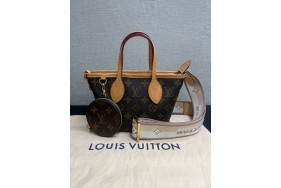 Louis Vuitton Neverfull BB Monogram Beige Microchip, Gold Tone Hardware