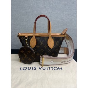 Louis Vuitton Neverfull BB Monogram Beige Microchip, Gold Tone Hardware