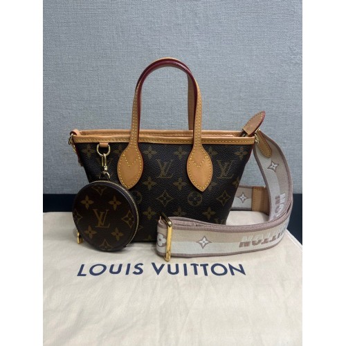 Louis Vuitton Neverfull BB Monogram Beige Microchip, Gold Tone Hardware