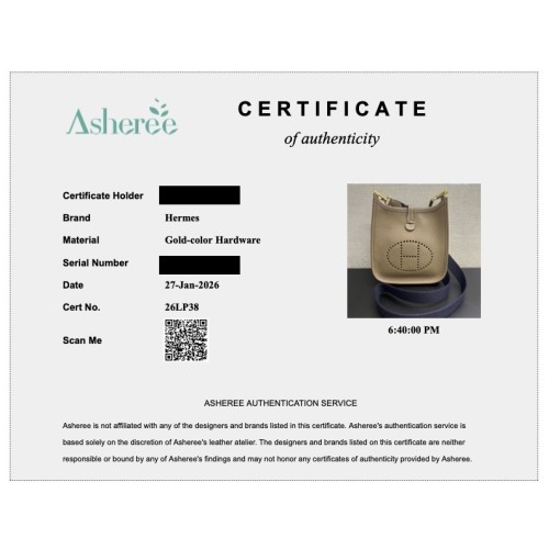 Authentication Certificate 26LP38