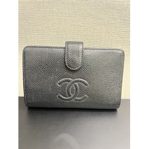 Chanel Vintage Bifold Wallet Black Caviar
