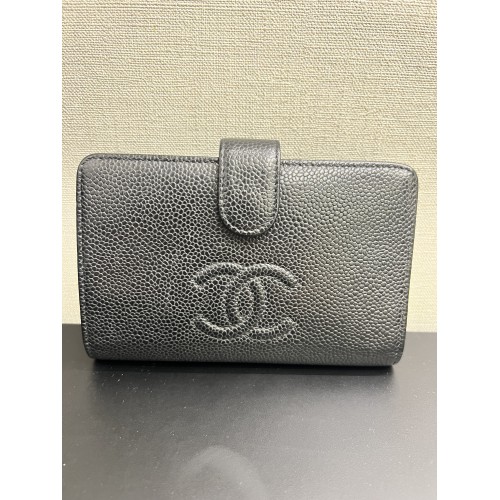 Chanel Vintage Bifold Wallet Black Caviar
