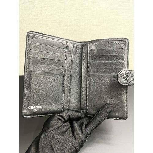 Chanel Vintage Bifold Wallet Black Caviar