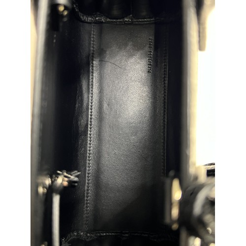 Saint Laurent Nano Sac de Jour Bag in Black Crocodile-Embossed Leather 