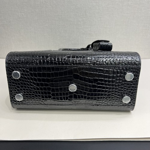 Saint Laurent Nano Sac de Jour Bag in Black Crocodile-Embossed Leather 