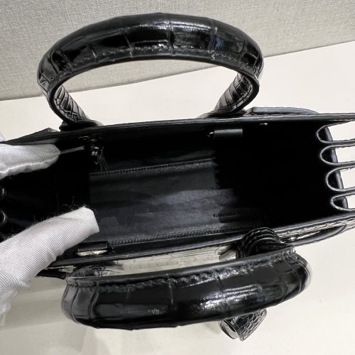 Saint Laurent Nano Sac de Jour Bag in Black Crocodile-Embossed Leather 