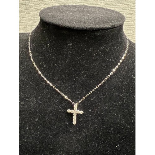 Asherée WG113 DIAMOND PENDANT W/CHAIN, K18WG 1.372gms, DIA 0.5cts 