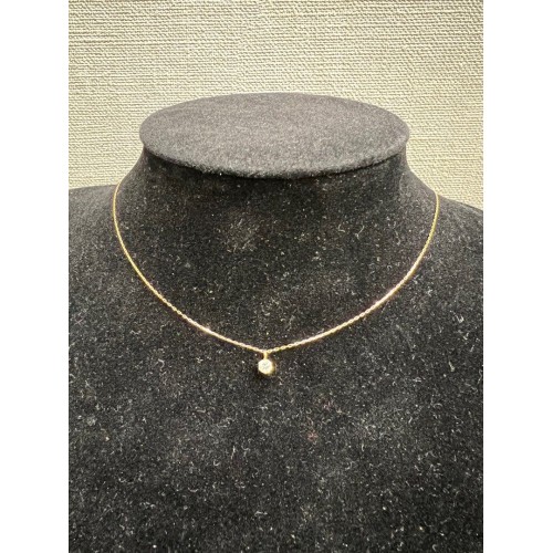 Asherée WG25 DIAMOND PENDANT W/CHAIN, K18PG 0.542gms, DIA 0.1cts 