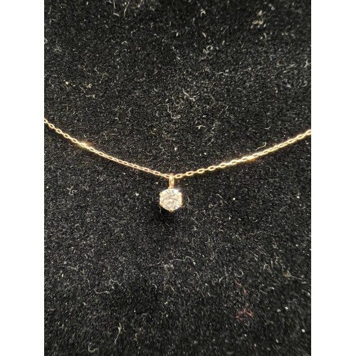 Asherée WG25 DIAMOND PENDANT W/CHAIN, K18PG 0.542gms, DIA 0.1cts 