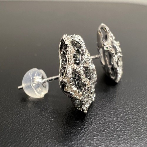 Asherée WG70 BLACK DIAMOND EARRING ,K18WG 3gms ,DIA 1cts