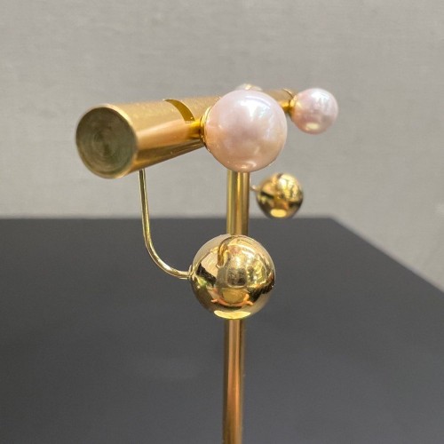 Asherée WG74 METAL AND PEARL EARRING, K18YG 1.028gms, DIA 0cts 