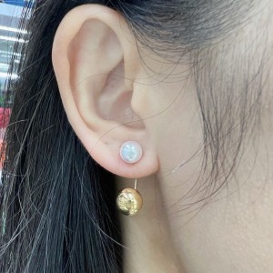 Asherée WG74 METAL AND PEARL EARRING, K18YG 1.028gms, DIA 0cts 