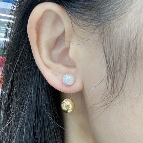Asherée WG74 METAL AND PEARL EARRING, K18YG 1.028gms, DIA 0cts 
