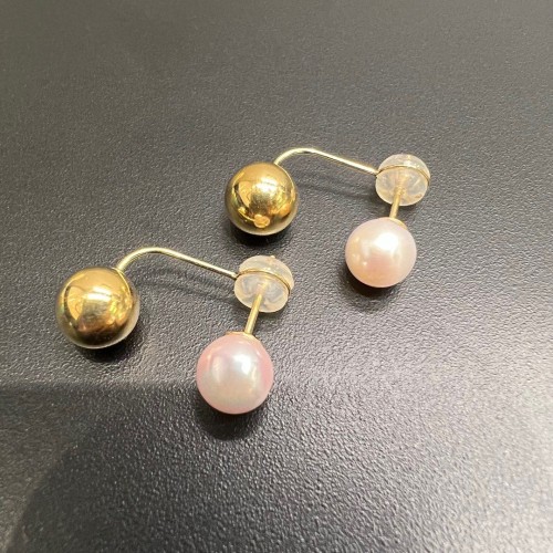 Asherée WG74 METAL AND PEARL EARRING, K18YG 1.028gms, DIA 0cts 