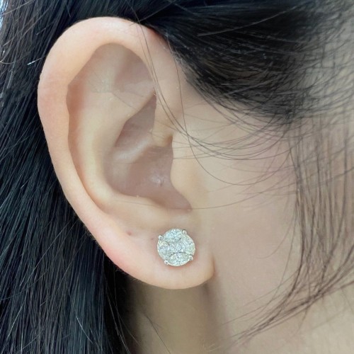 Asherée WG86 DIAMOND EARRING, K18WG 1.1gms, DIA 1cts 
